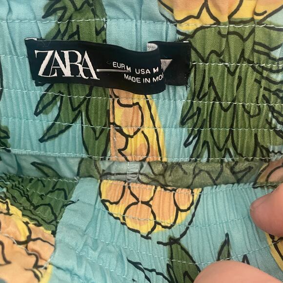 Zara Pineapple Cropped Top & Shorts Set Womens Small & Medium Tropical Beachy - Picture 10 of 16
